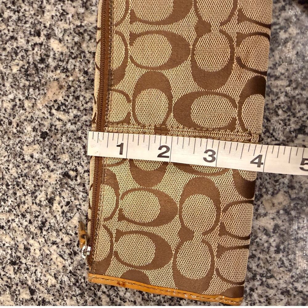 Coach Signature Canvas Long Wallet with Yellow Stripe - Picture 4 of 9